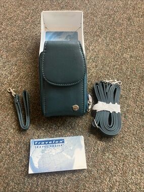 Travelon Dark Teal Leather Flip Phone Case with Detachable Straps